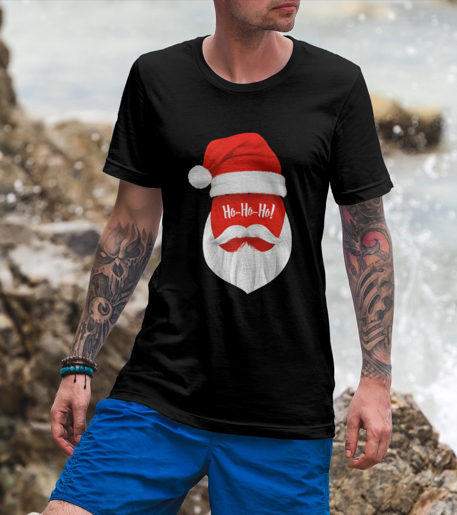 Ho Ho Ho Santa Hat And Beard T-Shirt