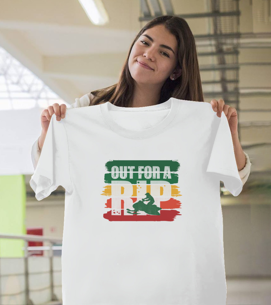 Out For A Rip Snowmobile Rasta Colors Adventure T-Shirt