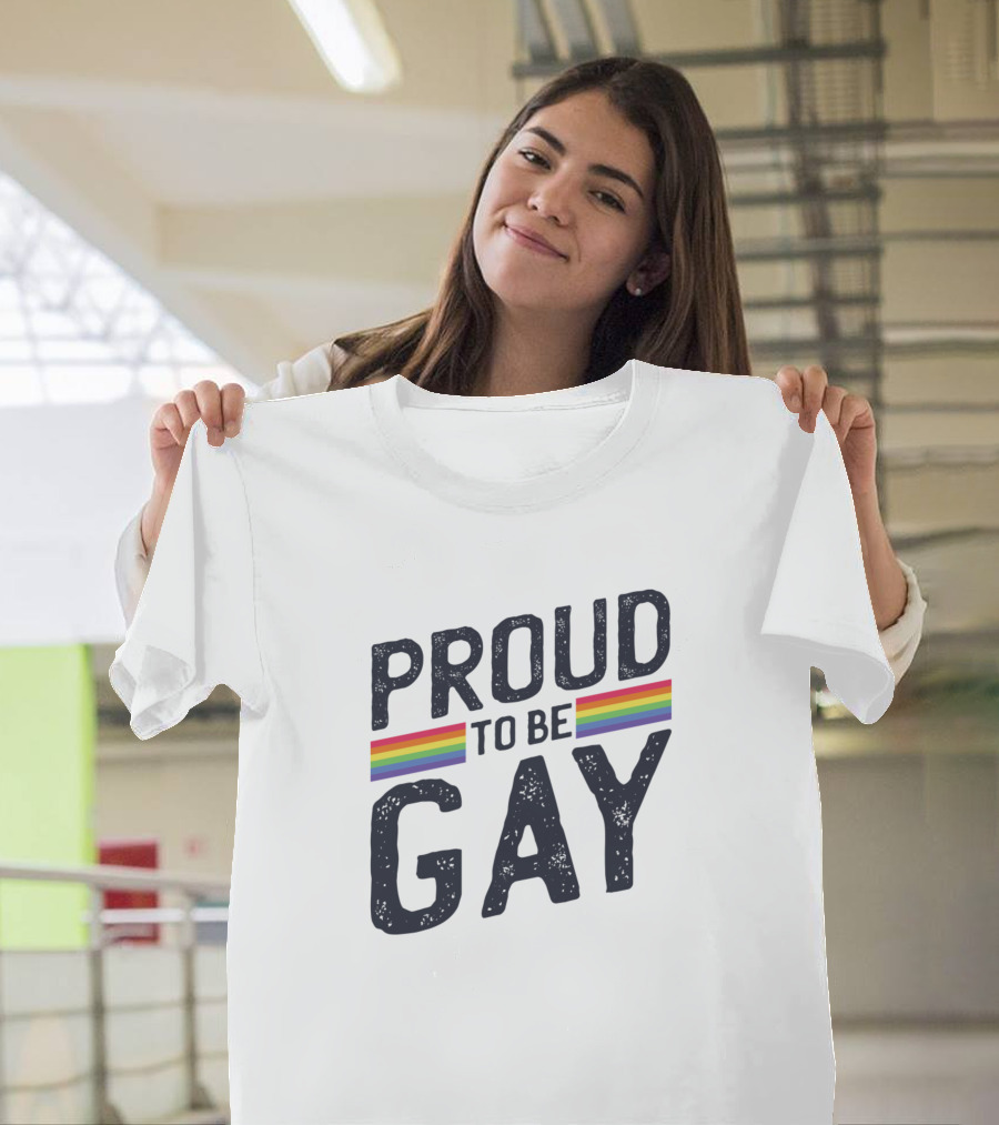 Proud To Be Gay Rainbow Stripe T-Shirt