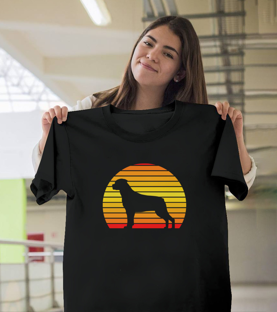 Rottweiler Sunset Silhouette Stripes T-Shirt