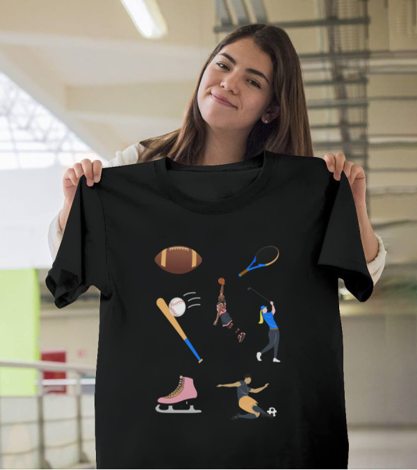 Multisport Icons Collection Football Basketball Tennis Baseball Golf Ice Skating Soccer T-Shirt