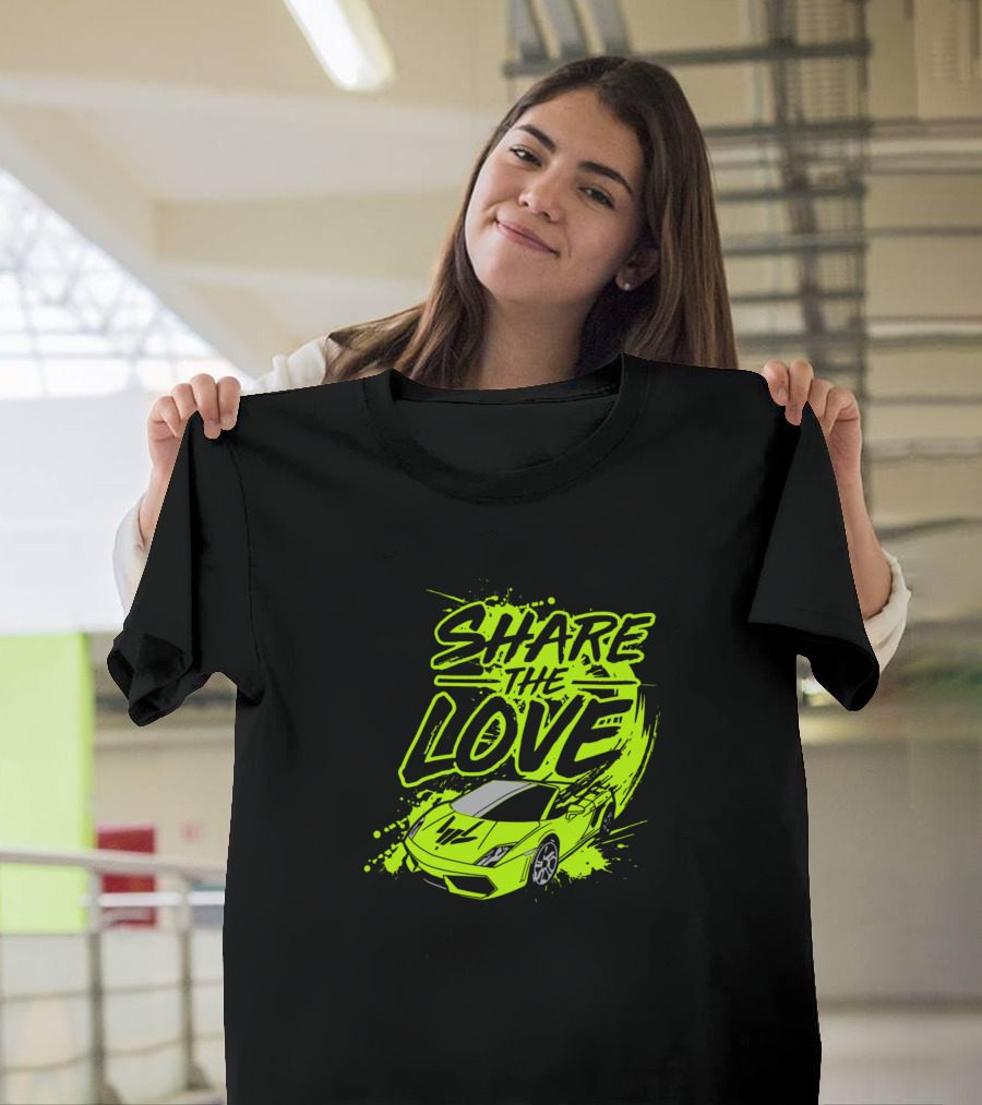 Share The Love Neon Sports Car Stephen Sharer T-Shirt