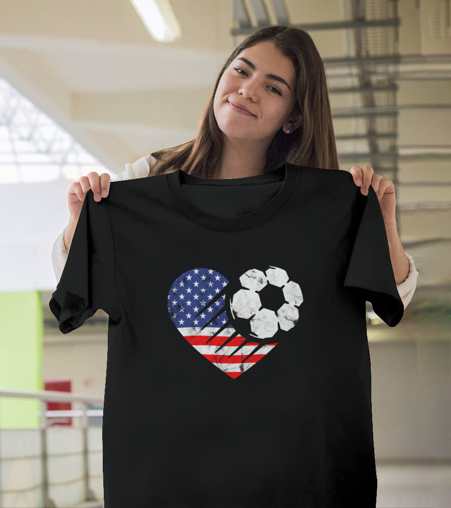US Soccer National Team Patriotic Heart and Soccer Ball T-Shirt