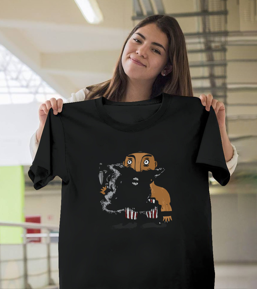 Vladimir Bronson Cartoon Character with Knife and Striped Pants T-Shirt