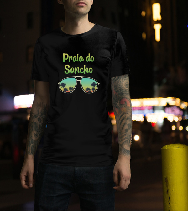 Praia Do Sancho Beach Eyeglasses Palm Sunset T-Shirt