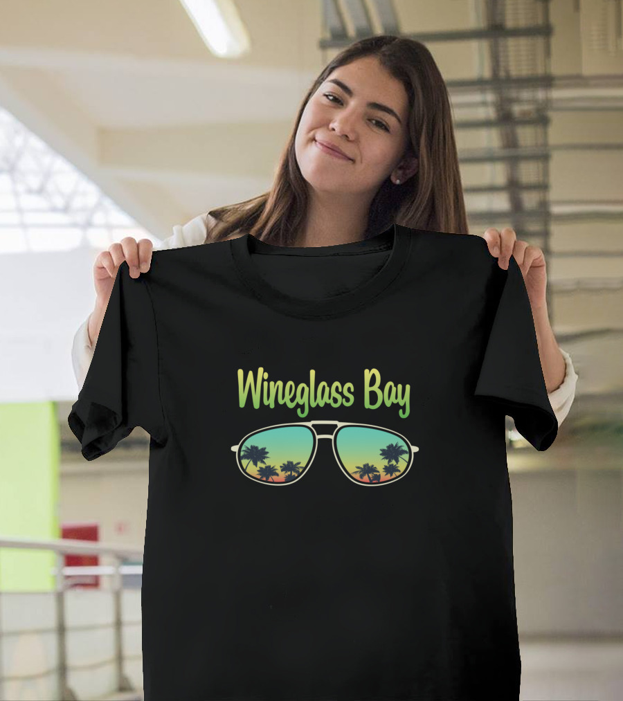 Wineglass Bay Sunglasses Palm Trees Beach T-Shirt