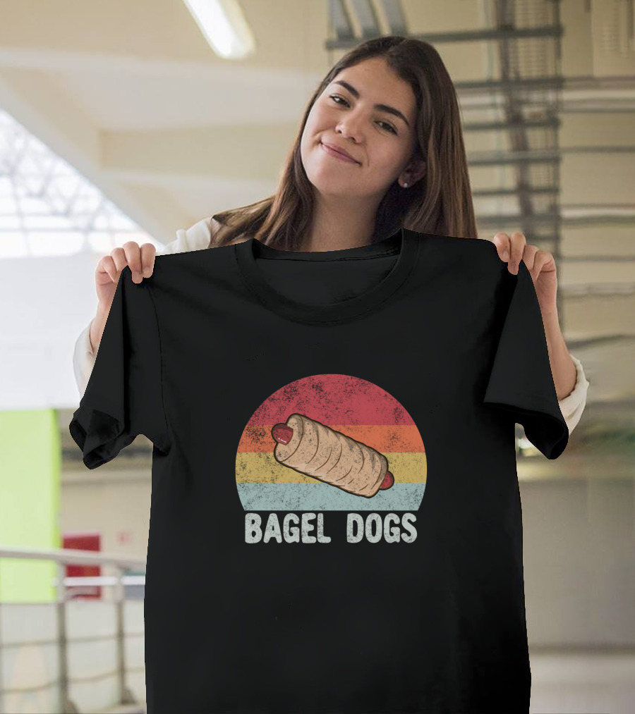 Retro Vintage Bagel Dogs Rainbow T-Shirt