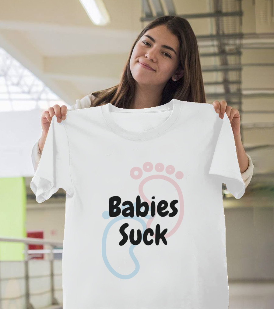 Babies Suck Footprint Outline T-Shirt