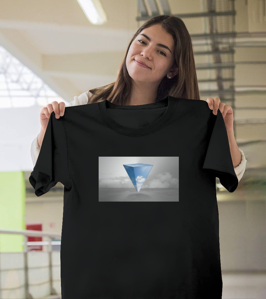 Blue Clouds Floating Prism in Misty Horizon T-Shirt