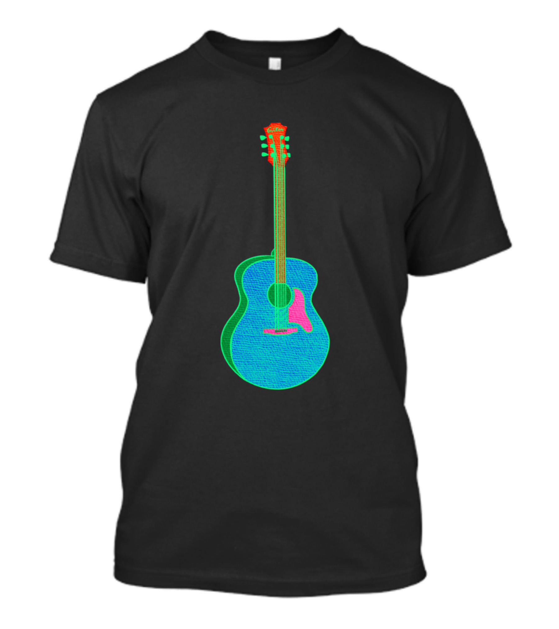 Colorful Neon Acoustic Guitar Vibrant Strings Hues T-Shirt