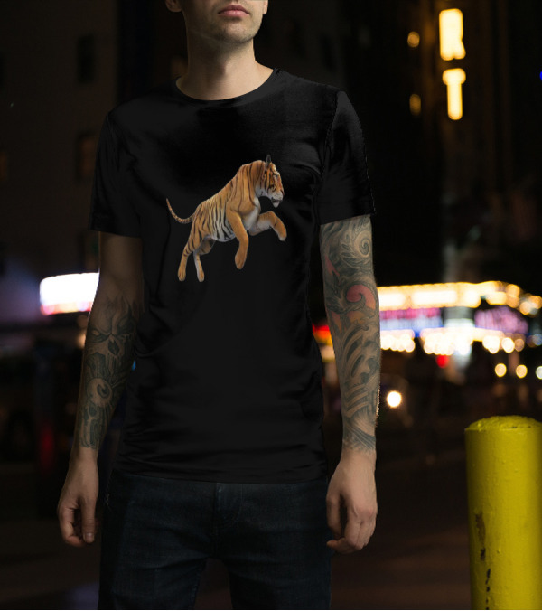 Cool Styling 3D Jumping Striped Tiger T-Shirt