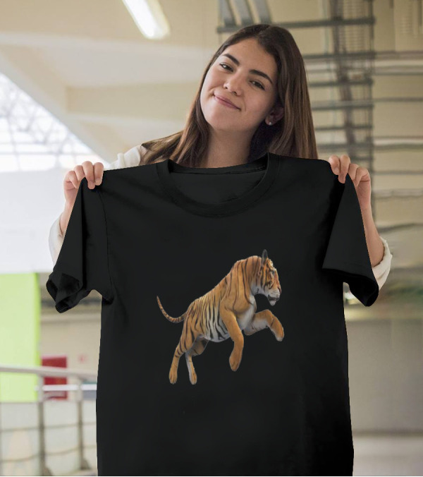 Cool Styling 3D Jumping Striped Tiger T-Shirt