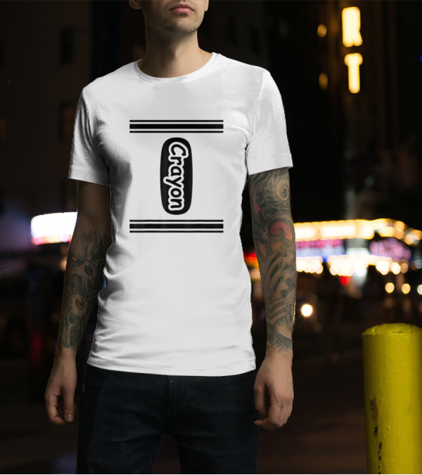 Crayon Black Monochrome Text T-Shirt