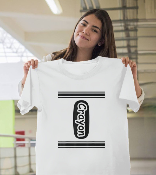 Crayon Black Monochrome Text T-Shirt