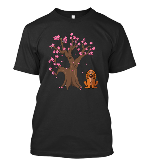 Cute Cocker Spaniel Dog Love R Japanese Cherry Blossom Tree T-Shirt