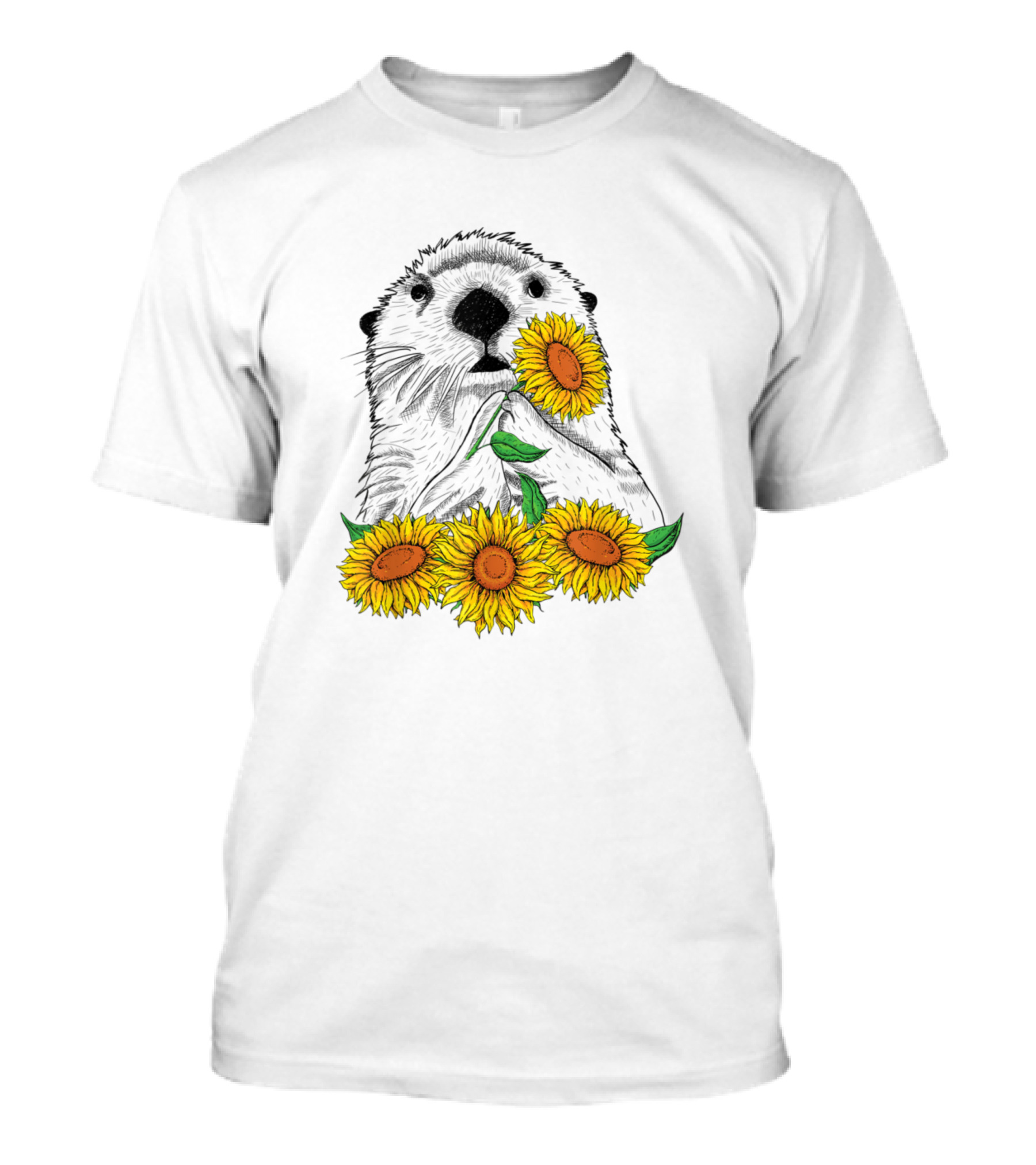Cute Otter Surrounded By Sunflowers T-Shirt