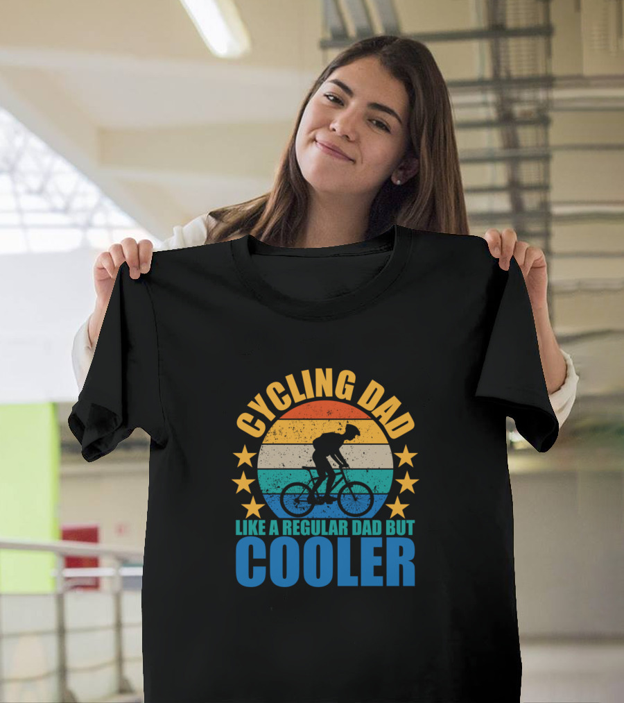 Cycling Dad Like a Regular Dad But Cooler Vintage Sunset T-Shirt