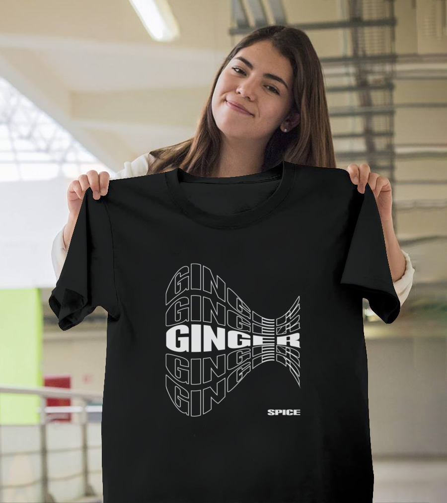 Ginger Spice Optical Illusion Distorted Text T-Shirt