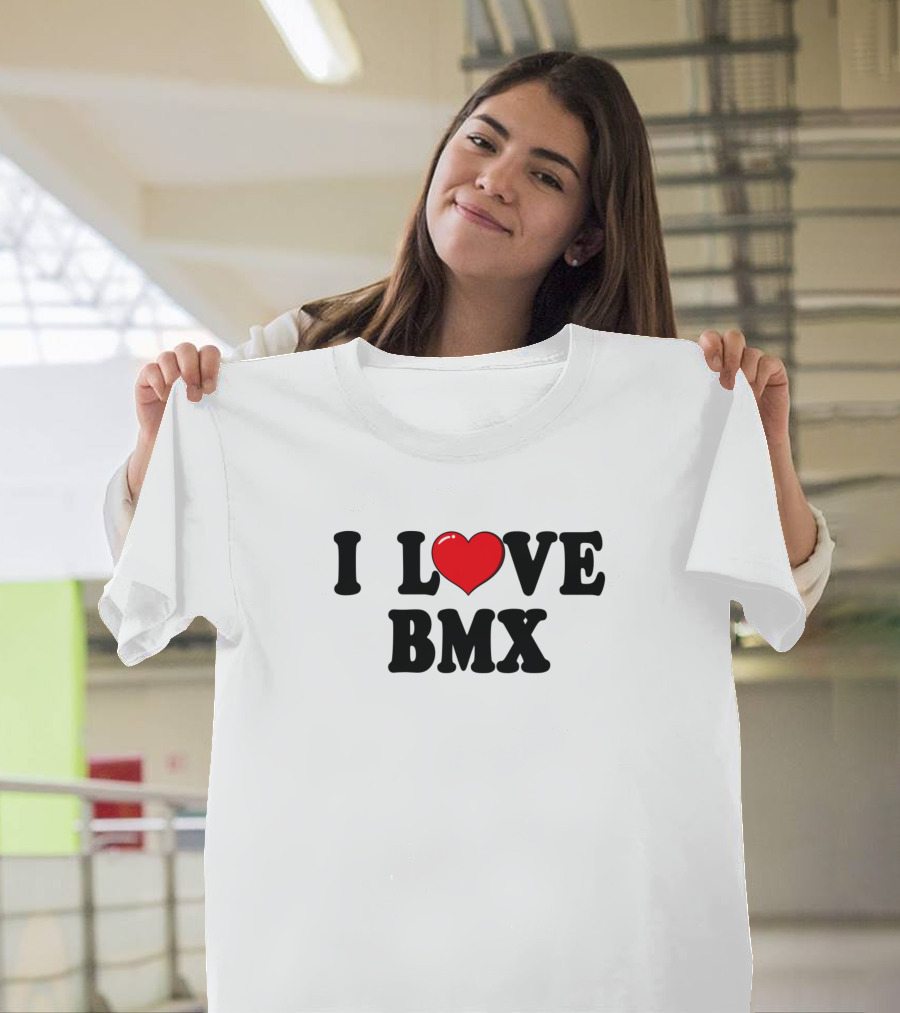 I Love Heart BMX Typography T-Shirt