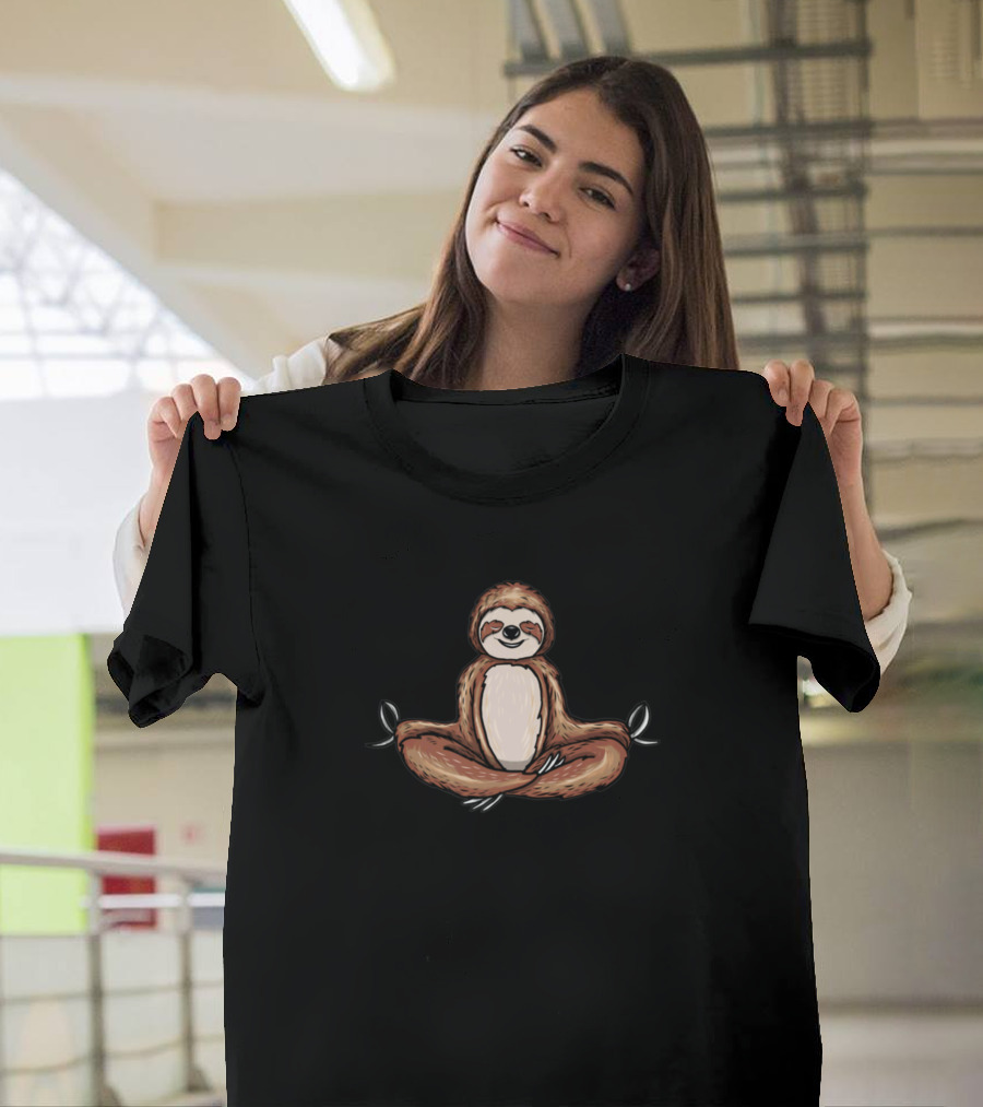Meditating Sloth Yoga Slow Down Meditation T-Shirt
