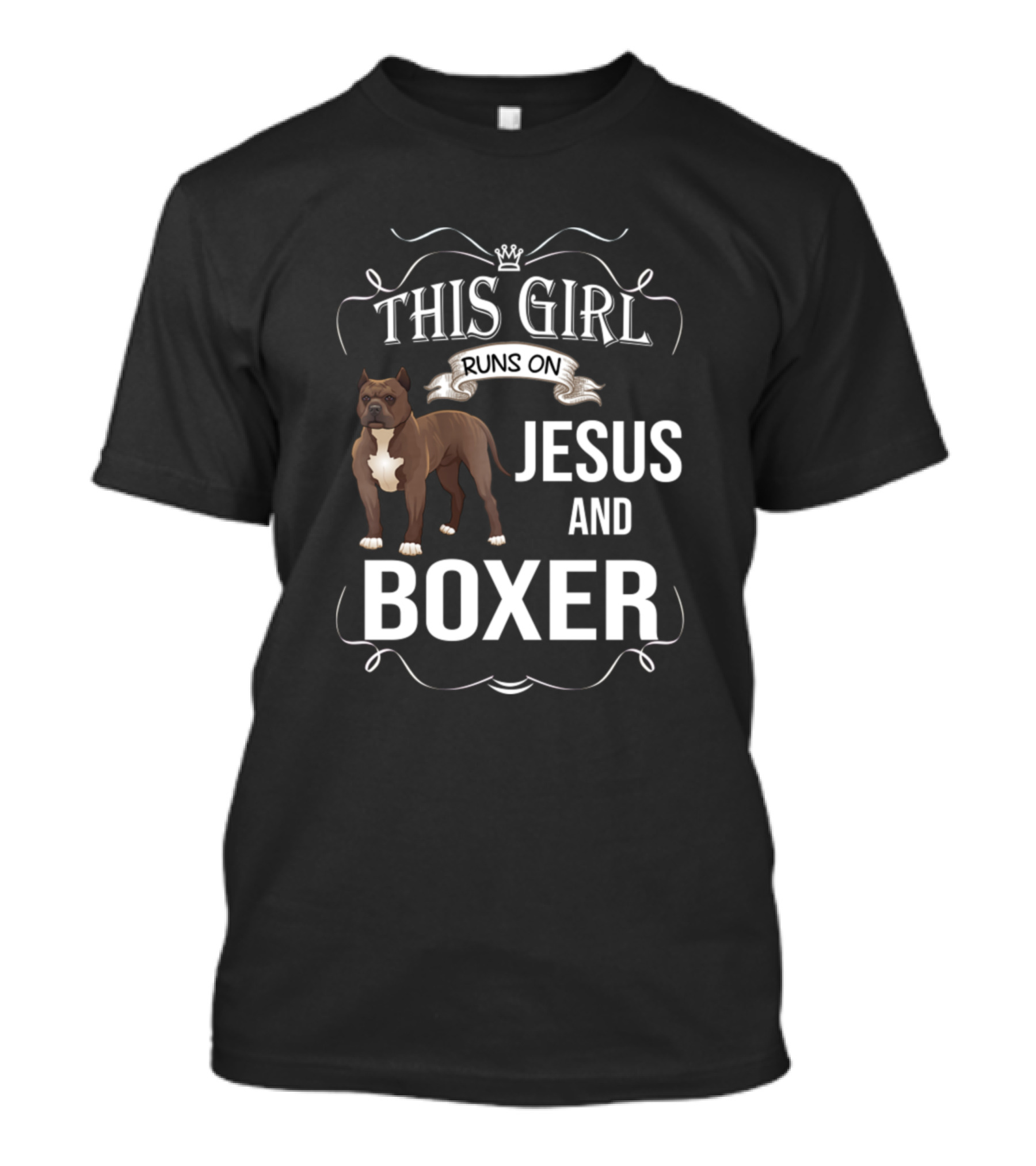 This Girl Runs On Jesus And Boxer Dog Enthusiast T-Shirt