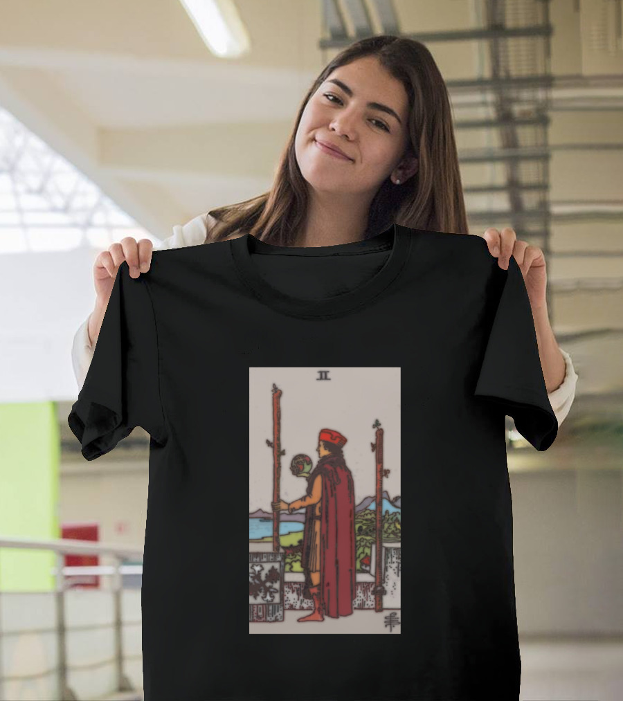 Tarot Card Two Of Wands Vintage Rider Waite Tarot Deck T-Shirt