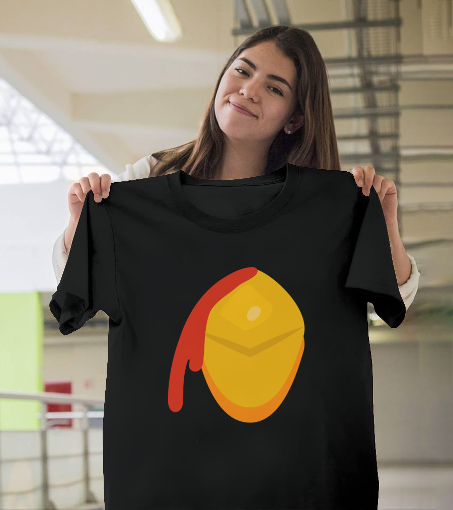 Turkey Mouth Golden Yellow Abstract Shape with Red Drip T-Shirt