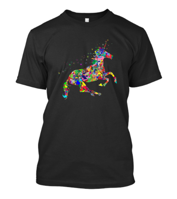 Colorful Unicorn Pattern With Stars T-Shirt