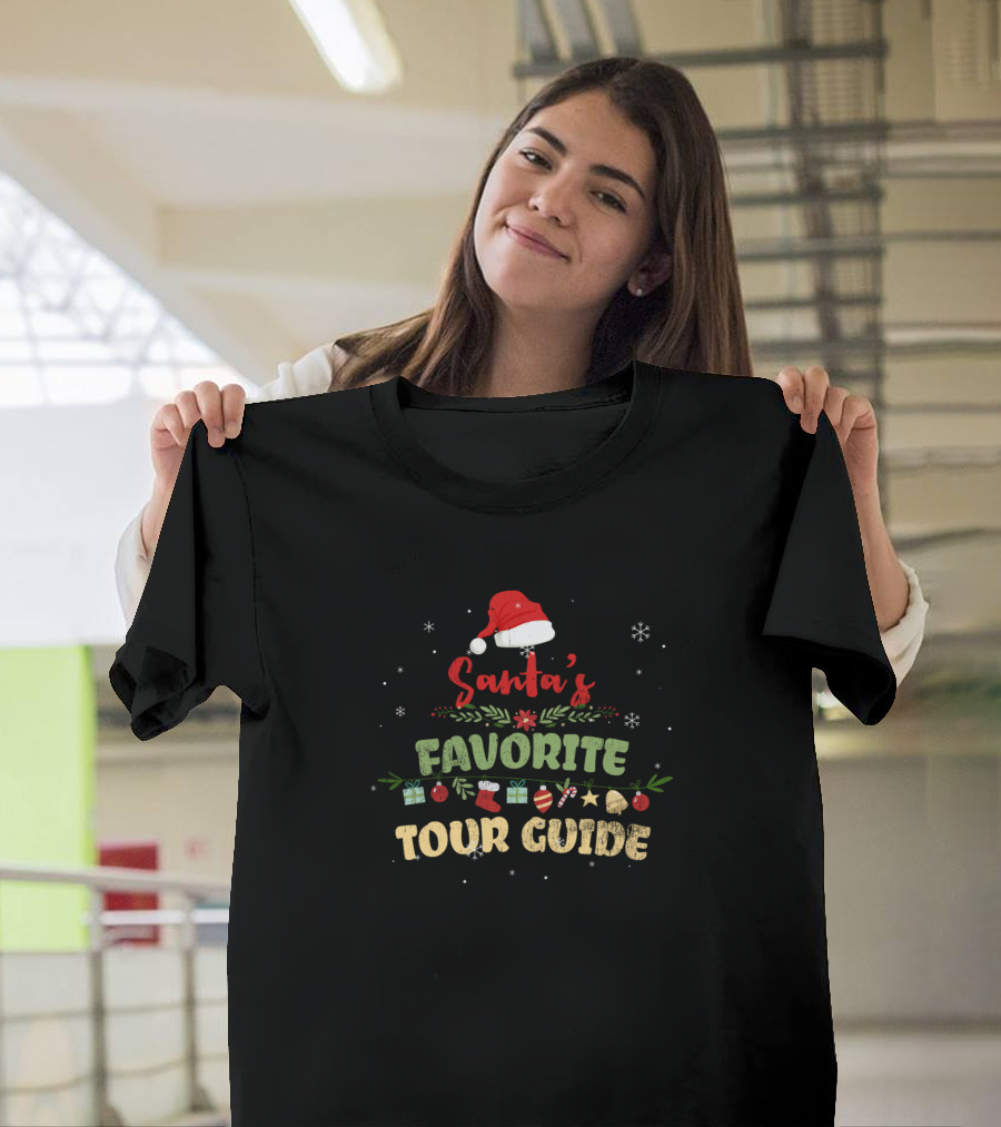 Santa's Favorite Tour Guide Holiday Snowflakes and Gifts T-Shirt