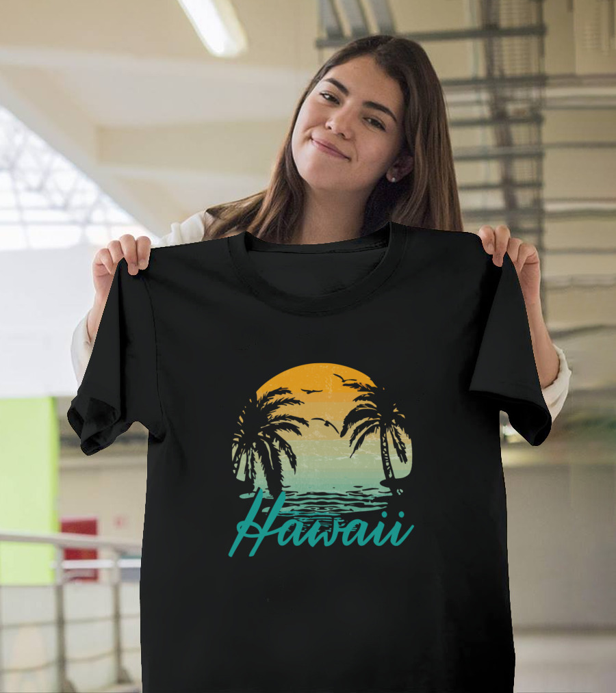 Hawaii Sunset Palm Trees and Ocean Vintage T-Shirt