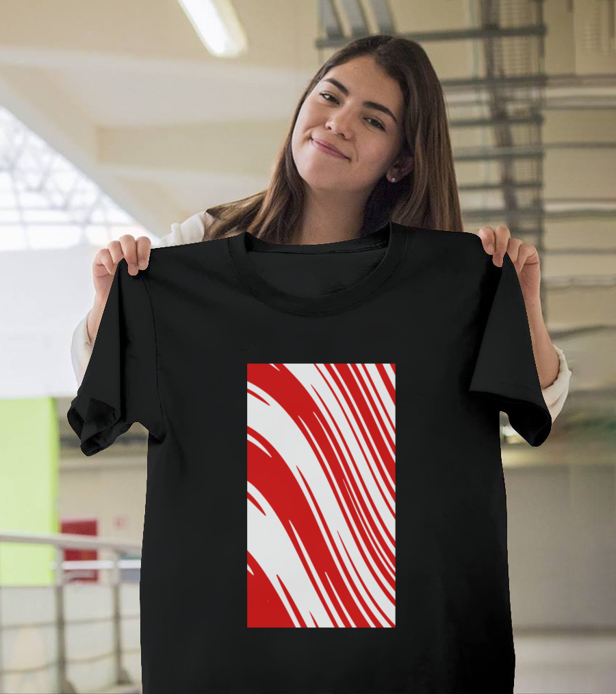 Candy Cane Christmas Red And White Abstract Stripes T-Shirt