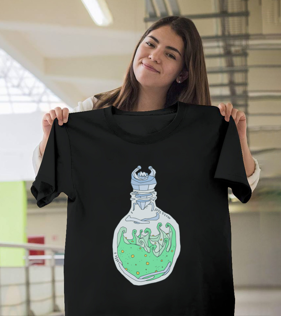 Mana Potion Flask with Green Elixir and Intricate Bottle T-Shirt