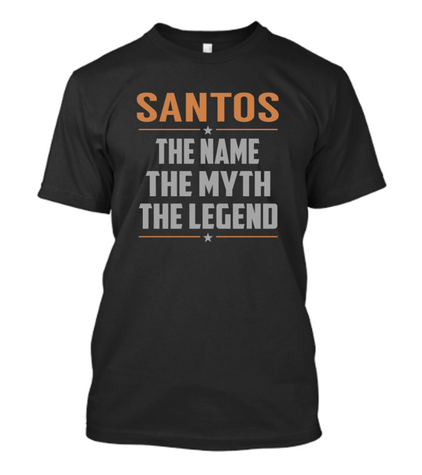 Santos The Name The Myth The Legend Star Accents T-Shirt