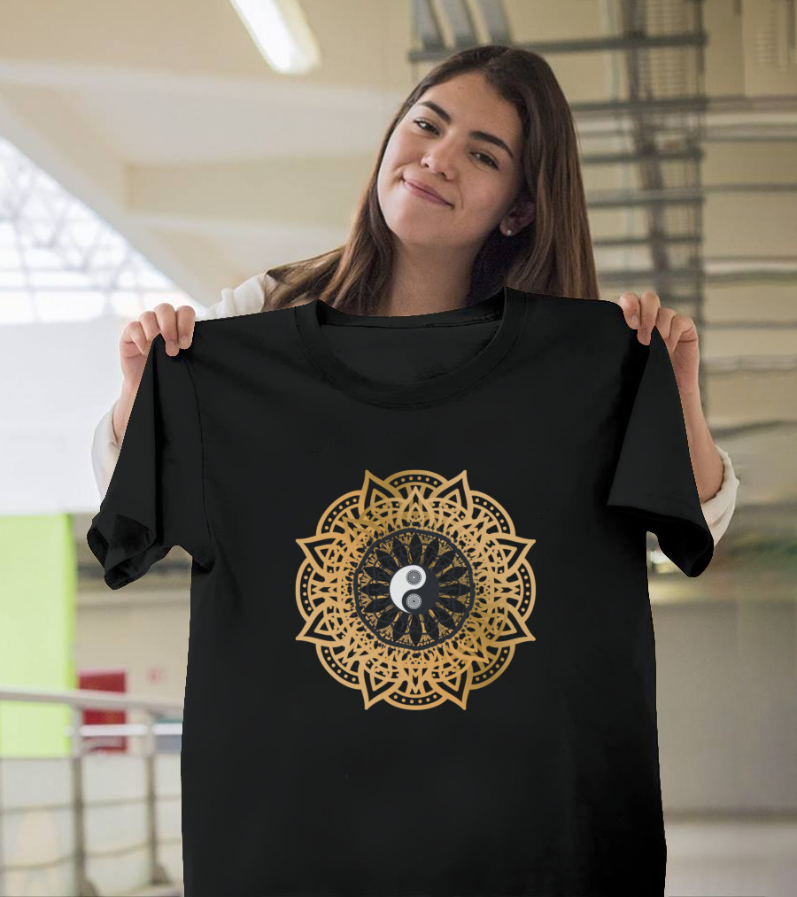 Mandala Pattern Yin And Yang T-Shirt