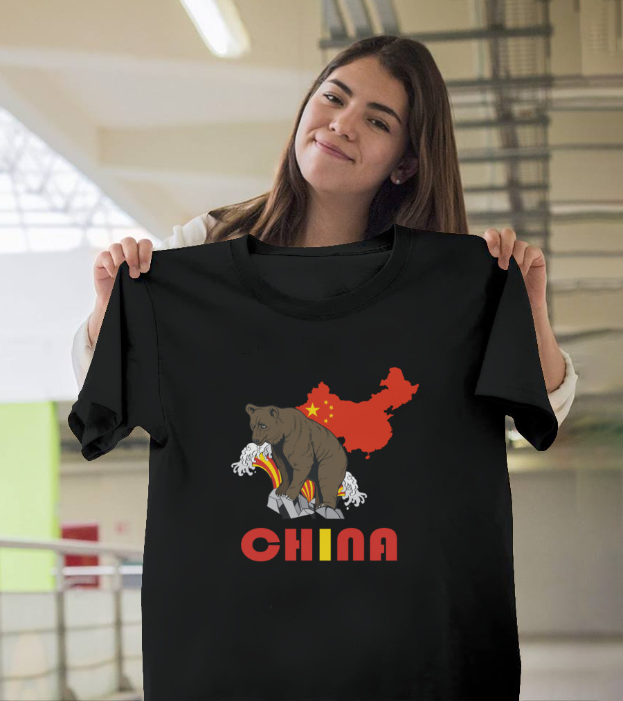 China Bear With Map and Flag Elements T-Shirt