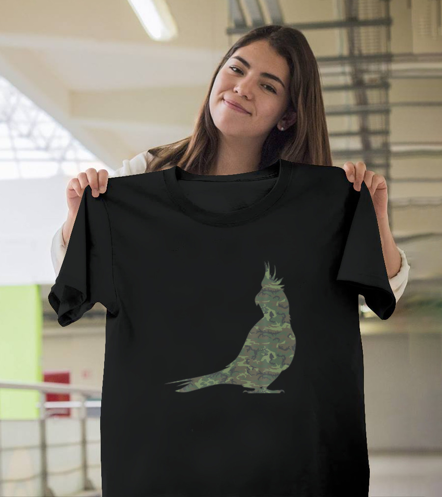 Military Camo Parrot Print US Parrakeet Veteran T-Shirt