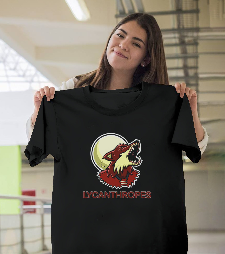 Arizona Lycanthropes Howling Wolf Head Under Full Moon T-Shirt