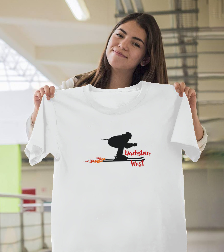 Dachstein West Austria Skiing Silhouette with Flames T-Shirt