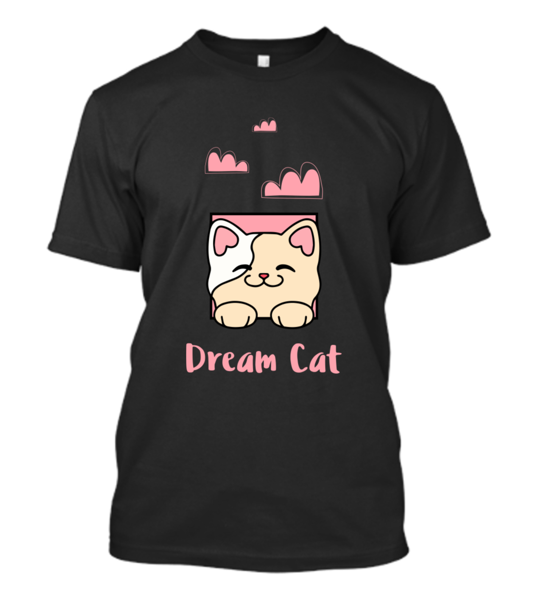 Dream Cat With Cute Sleeping Feline And Pink Clouds T-Shirt