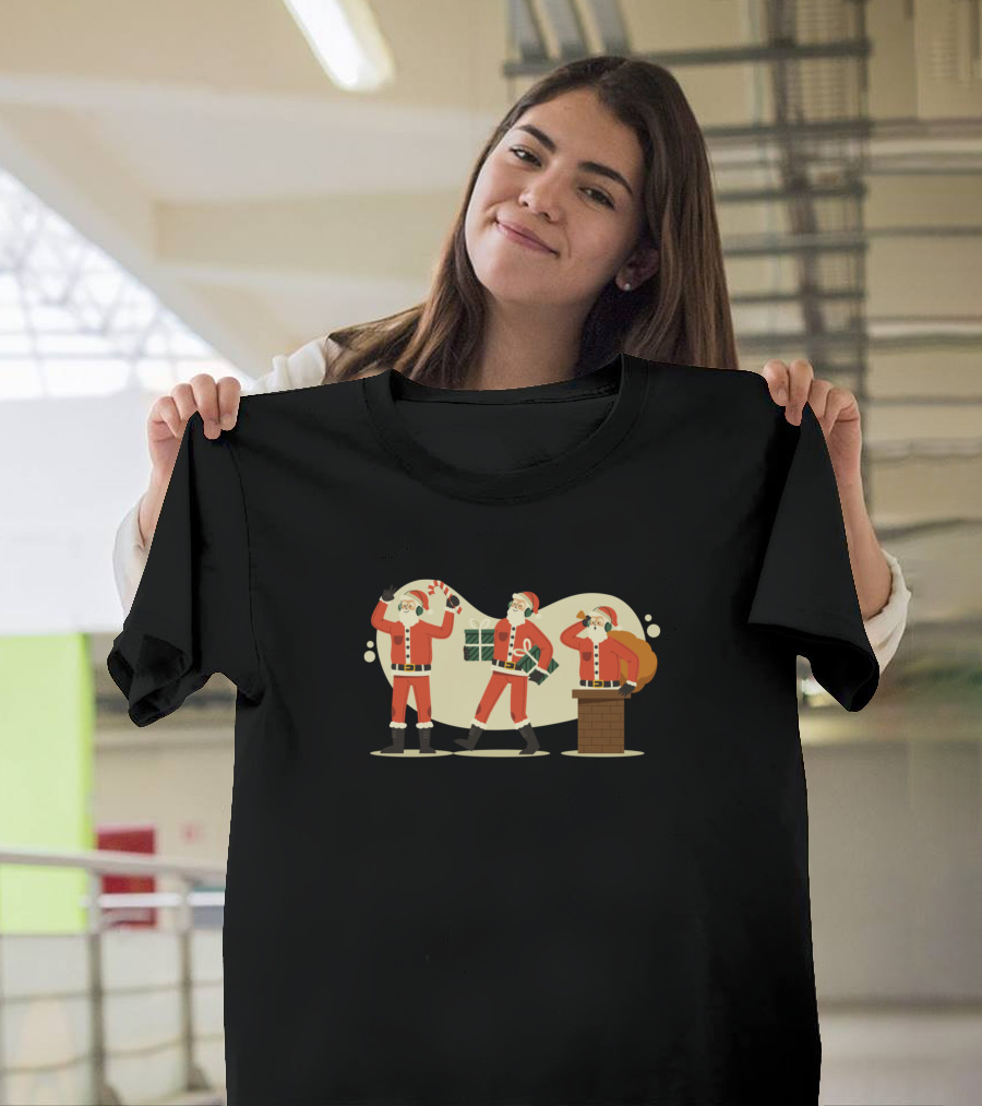 Santa Brings Festive Cheer With Dancing Gift Delivery T-Shirt