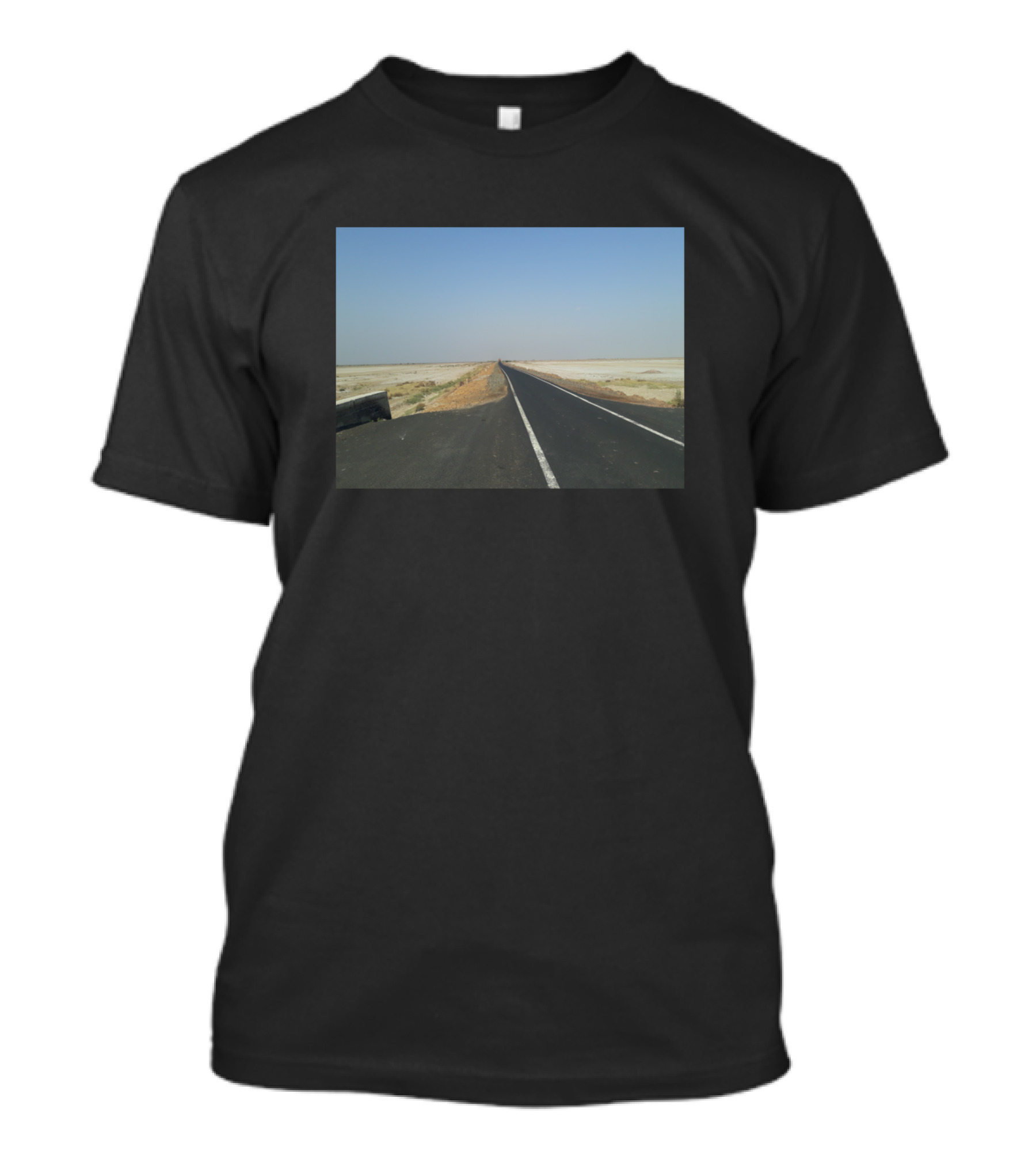 Endless Deserted Road Under Clear Blue Sky T-Shirt