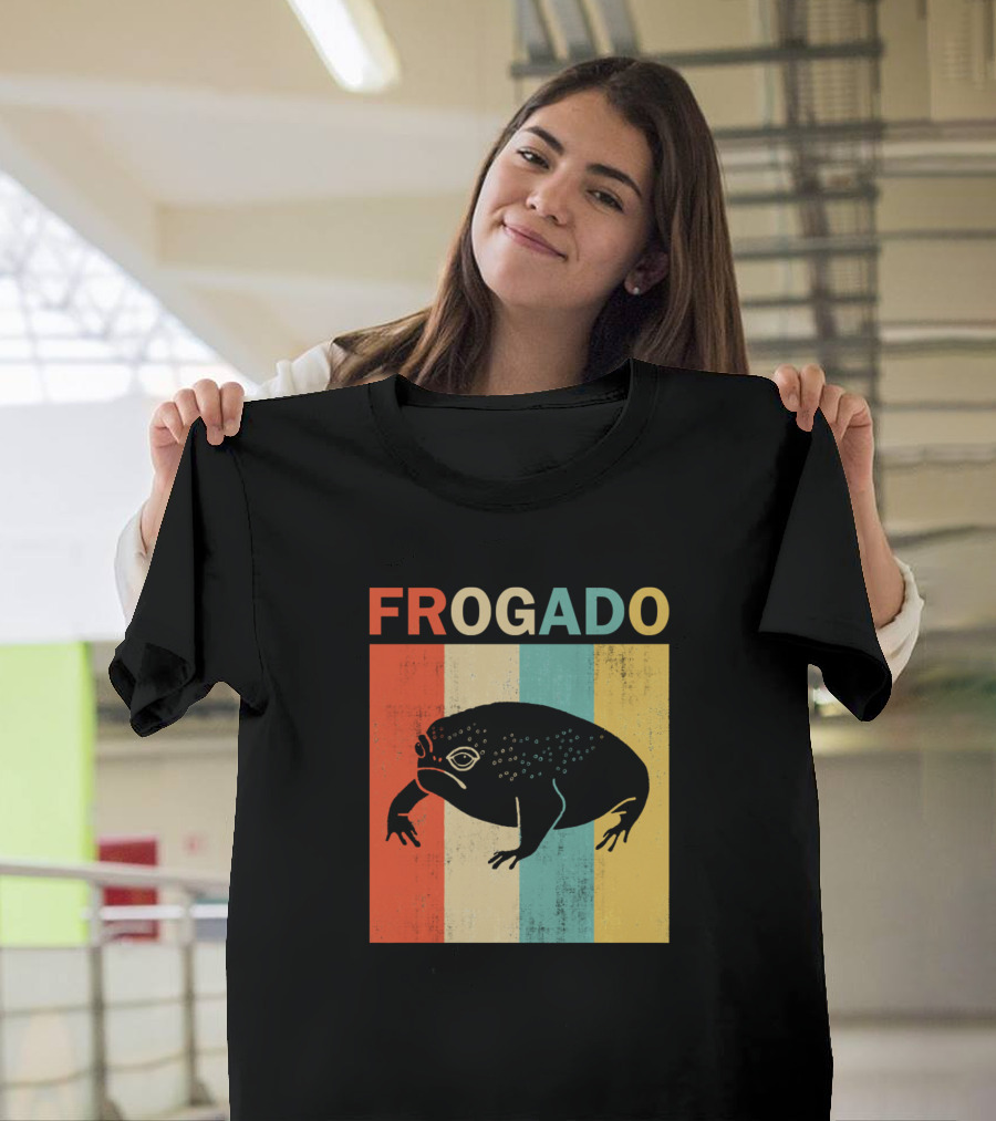 Frogado Black Desert Rain Frog Vintage Retro Stripes T-Shirt