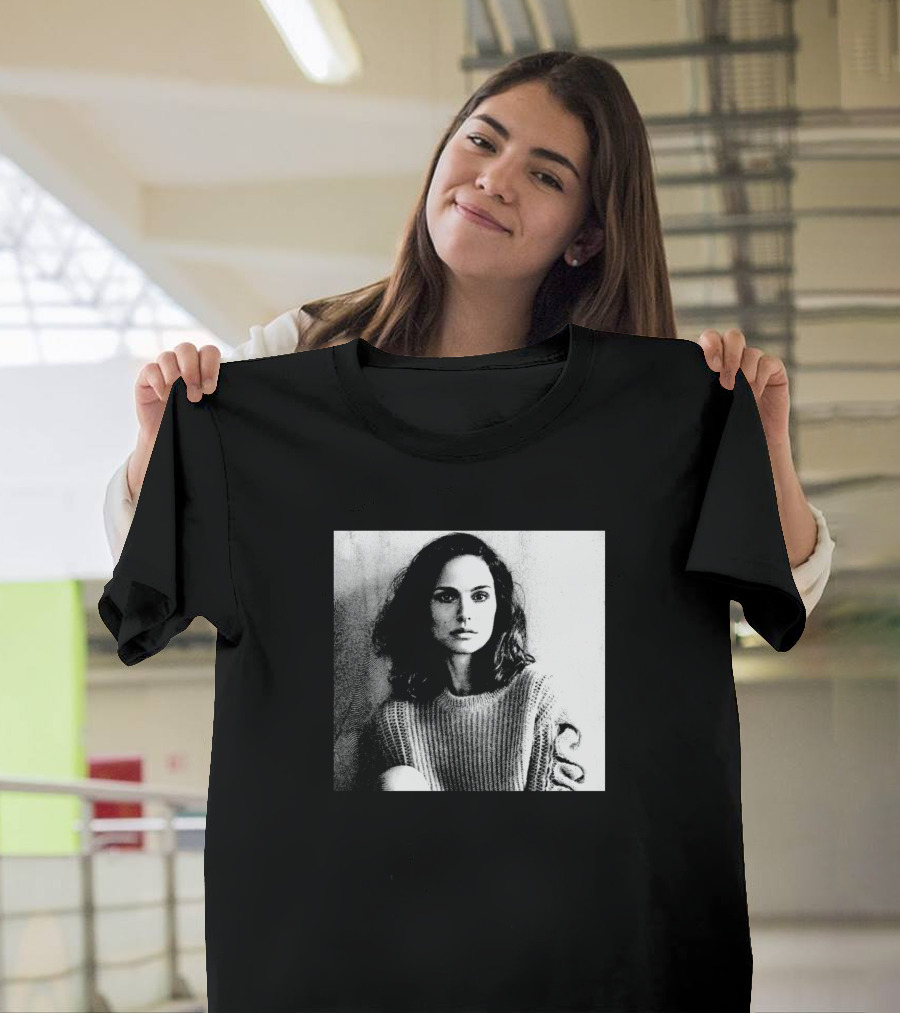 Natalie Portman Black and White Linocut T-Shirt