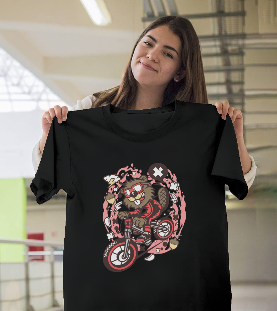 Beaver Downhill Biking Adventure for Animated Characters Comics X T-Shirt