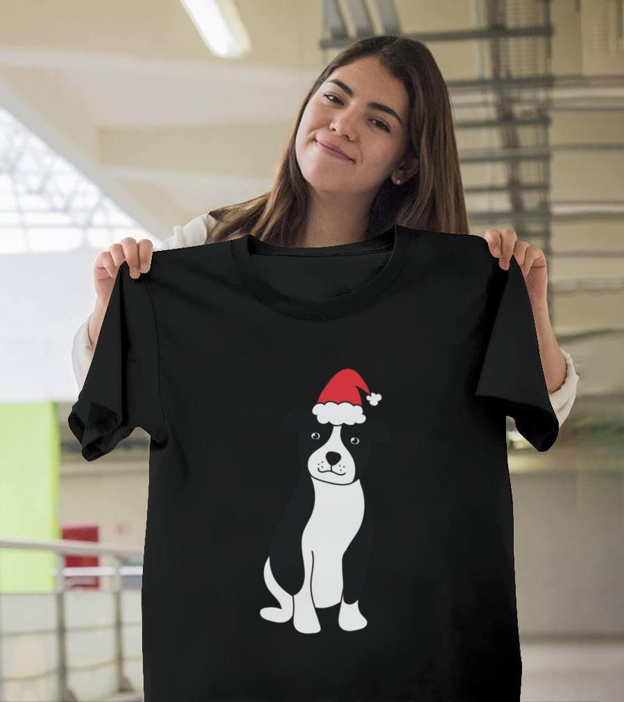 Christmas Pit Bull Santa Hat T-Shirt