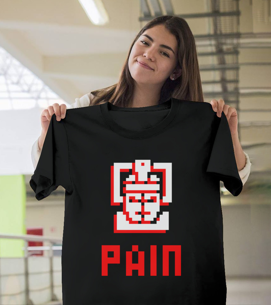 Cyborg Pain Pixel Art Retro 8-Bit Style Face T-Shirt