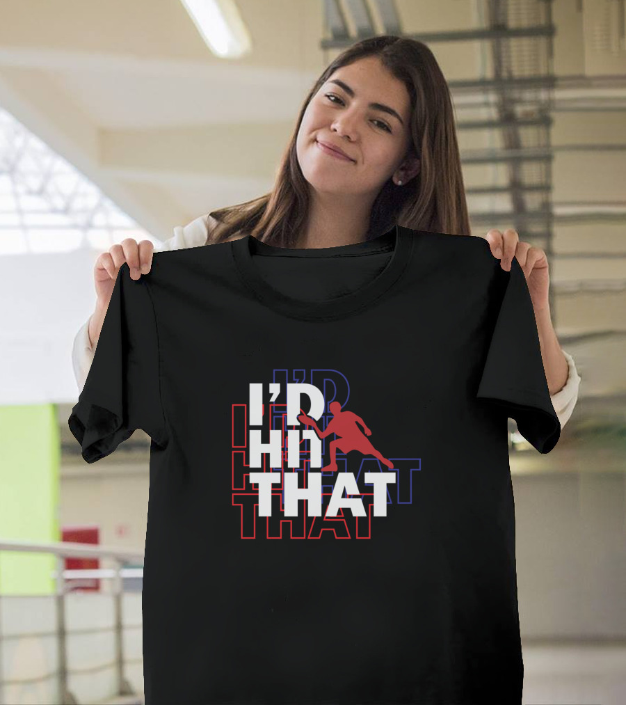 I'd Hit That Disc Golf Player Silhouette Red and Blue T-Shirt