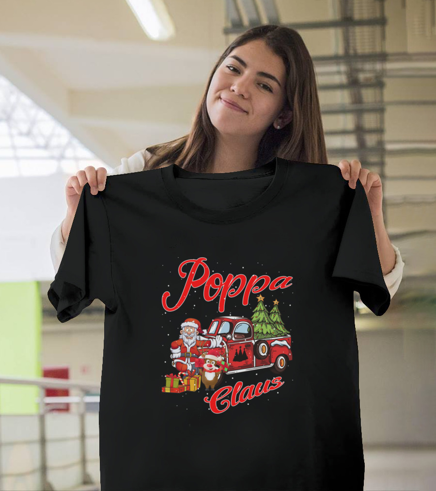 Poppa Claus Santa with Christmas Truck and Gifts T-Shirt