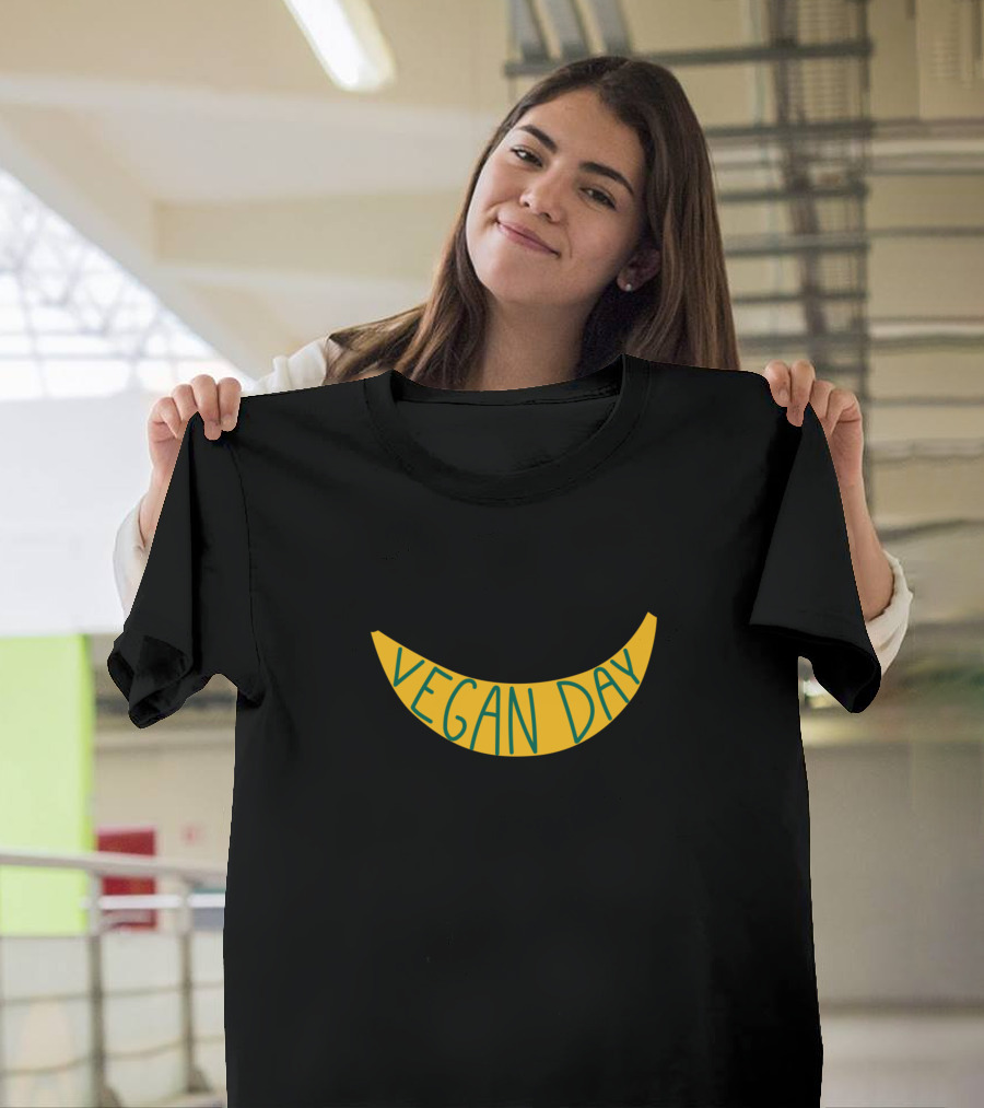 Vegan Day Banana Lettering T-Shirt
