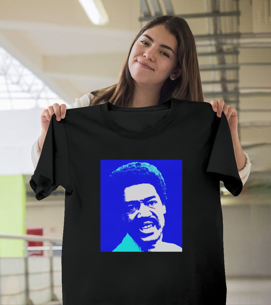 Bobby Seale Iconic Blue Portrait Print T-Shirt